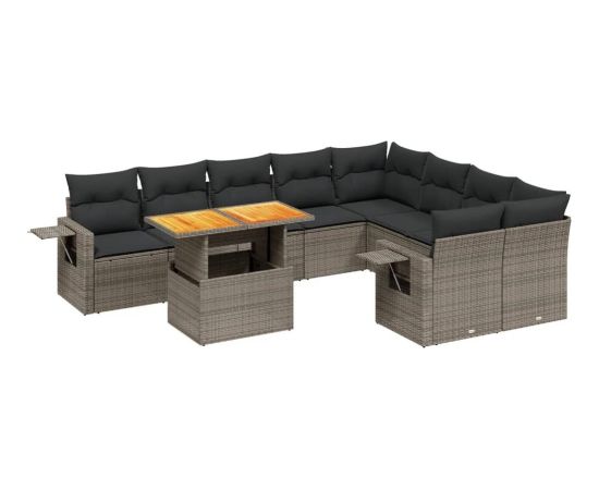 vidaXL 10-cz. zestaw wypoczynkowy do ogrodu, z poduszkami, szary Dārza mēbeļu komplekti