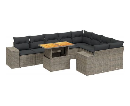 vidaXL 10-cz. zestaw wypoczynkowy do ogrodu, z poduszkami, szary Dārza mēbeļu komplekti