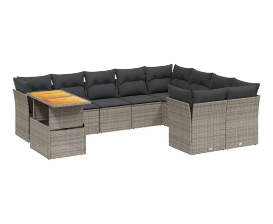 vidaXL 10-cz. zestaw wypoczynkowy do ogrodu, z poduszkami, szary Dārza mēbeļu komplekti