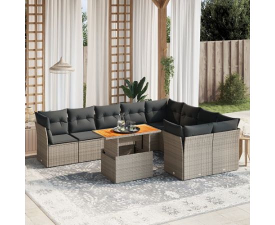 vidaXL 10-cz. zestaw wypoczynkowy do ogrodu, z poduszkami, szary Dārza mēbeļu komplekti