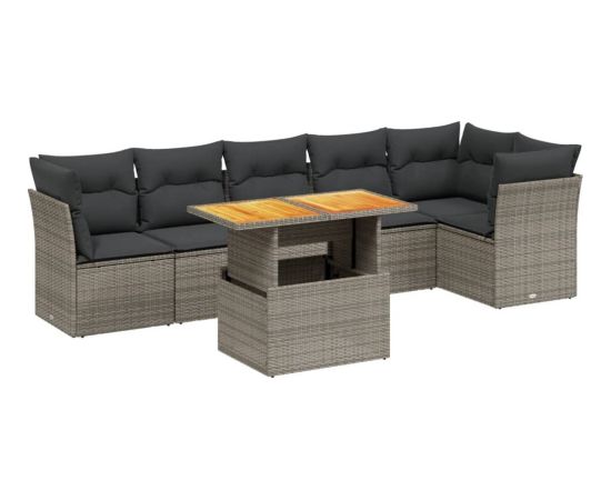 vidaXL 7-cz. zestaw wypoczynkowy do ogrodu, z poduszkami, szary Dārza mēbeļu komplekti