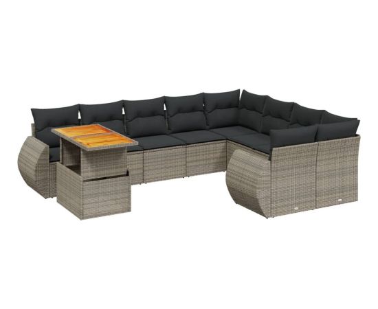 vidaXL 10-cz. zestaw wypoczynkowy do ogrodu, z poduszkami, szary Dārza mēbeļu komplekti