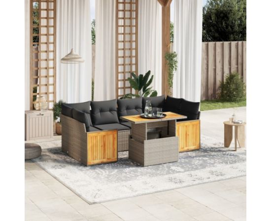 vidaXL 7-cz. zestaw wypoczynkowy do ogrodu, z poduszkami, szary Dārza mēbeļu komplekti