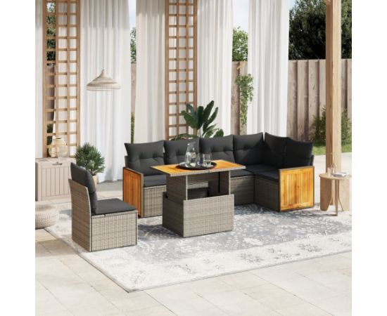 vidaXL 7-cz. zestaw wypoczynkowy do ogrodu, z poduszkami, szary Dārza mēbeļu komplekti