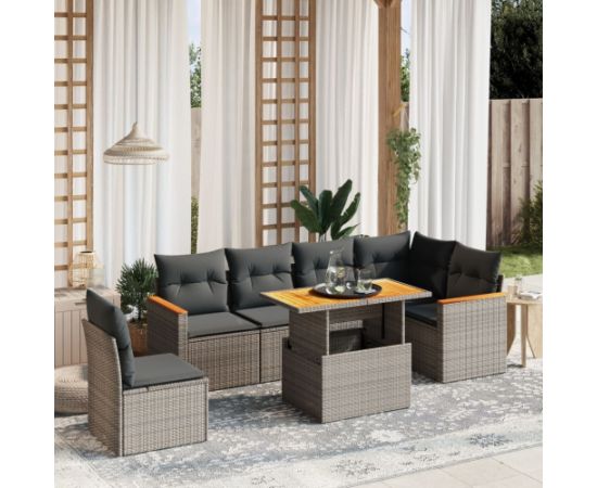 vidaXL 7-cz. zestaw wypoczynkowy do ogrodu, z poduszkami, szary Dārza mēbeļu komplekti