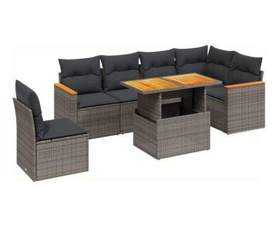 vidaXL 7-cz. zestaw wypoczynkowy do ogrodu, z poduszkami, szary Dārza mēbeļu komplekti