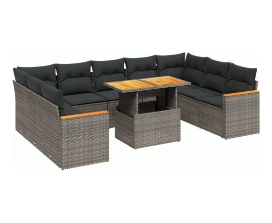 vidaXL 10-cz. zestaw wypoczynkowy do ogrodu, z poduszkami, szary Dārza mēbeļu komplekti