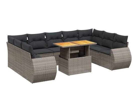 vidaXL 10-cz. zestaw wypoczynkowy do ogrodu, z poduszkami, szary Dārza mēbeļu komplekti