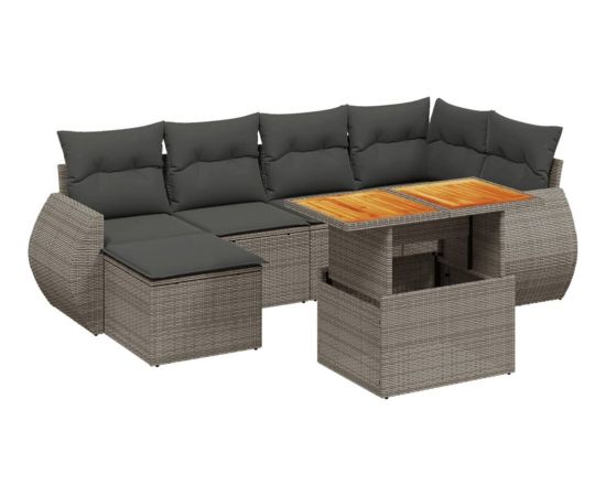 vidaXL 7-cz. zestaw wypoczynkowy do ogrodu, z poduszkami, szary Dārza mēbeļu komplekti