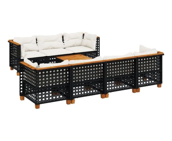 vidaXL 8-cz. zestaw wypoczynkowy do ogrodu, z poduszkami, czarny Dārza mēbeļu komplekti