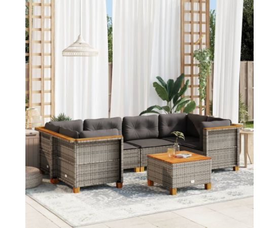 vidaXL 7-cz. zestaw wypoczynkowy do ogrodu, z poduszkami, szary Dārza mēbeļu komplekti