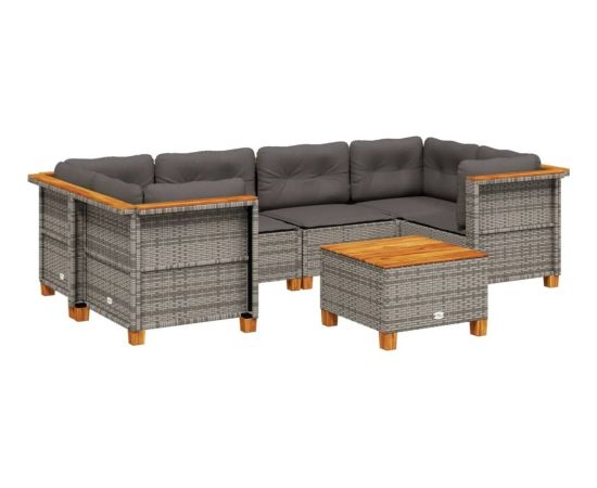 vidaXL 7-cz. zestaw wypoczynkowy do ogrodu, z poduszkami, szary Dārza mēbeļu komplekti