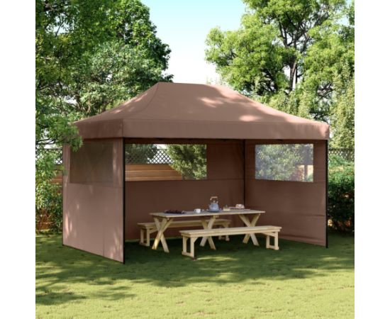 vidaXL Namiot imprezowy typu pop-up z 3 ściankami, brązowy Jaunumi -Dārzam