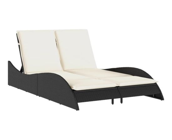 vidaXL Leżanka z poduszkami, czarna, 114x205x73 cm, polirattan Шезлонги и пляжные стулья