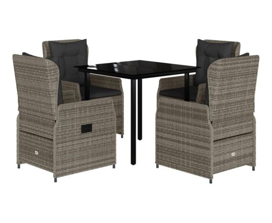 vidaXL 5-cz. zestaw mebli ogrodowych z poduszkami, szary, rattan PE Dārza mēbeļu komplekti