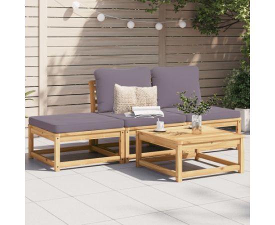vidaXL 4-cz. zestaw wypoczynkowy do ogrodu, poduszki, drewno akacjowe Dārza mēbeļu komplekti