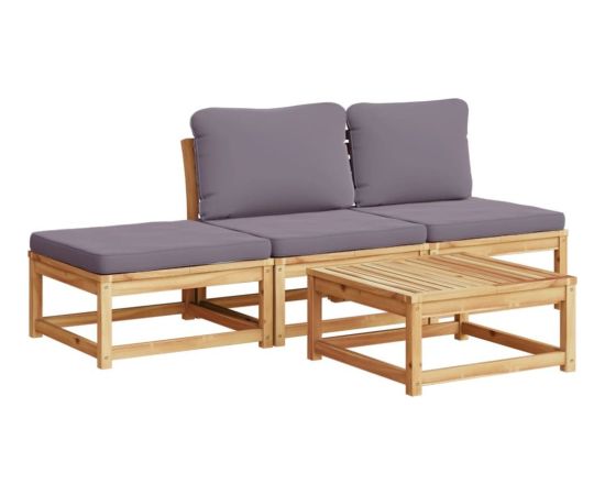 vidaXL 4-cz. zestaw wypoczynkowy do ogrodu, poduszki, drewno akacjowe Dārza mēbeļu komplekti