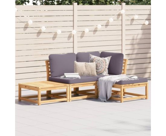 vidaXL 4-cz. zestaw wypoczynkowy do ogrodu, poduszki, drewno akacjowe Dārza mēbeļu komplekti