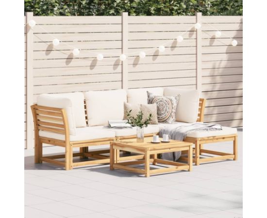 vidaXL 5-cz. zestaw wypoczynkowy do ogrodu, z poduszkami, lita akacja Dārza mēbeļu komplekti