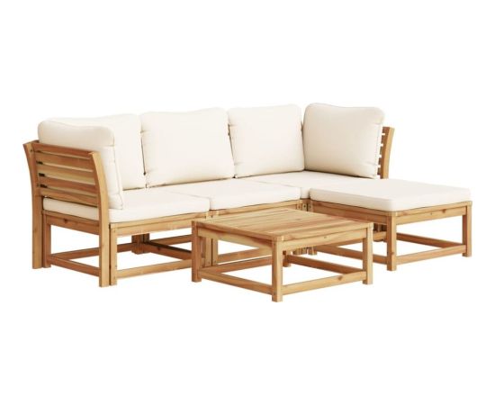 vidaXL 5-cz. zestaw wypoczynkowy do ogrodu, z poduszkami, lita akacja Dārza mēbeļu komplekti