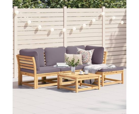 vidaXL 5-cz. zestaw wypoczynkowy do ogrodu, z poduszkami, lita akacja Dārza mēbeļu komplekti