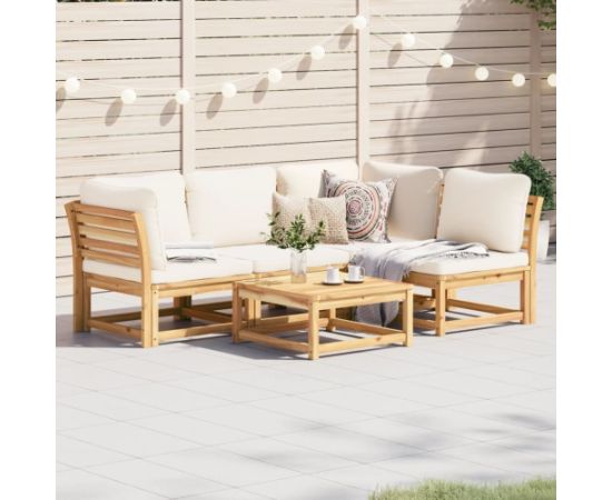 vidaXL 5-cz. zestaw wypoczynkowy do ogrodu, z poduszkami, lita akacja Dārza mēbeļu komplekti