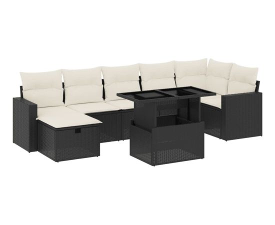 vidaXL 8-cz. zestaw wypoczynkowy do ogrodu, z poduszkami, czarny Dārza mēbeļu komplekti