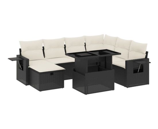 vidaXL 8-cz. zestaw wypoczynkowy do ogrodu, z poduszkami, czarny Dārza mēbeļu komplekti