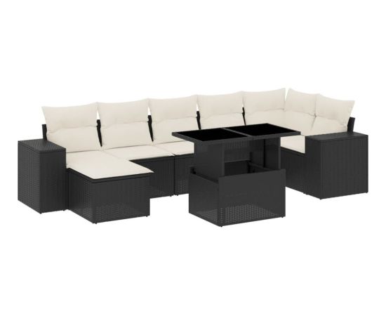 vidaXL 8-cz. zestaw wypoczynkowy do ogrodu, z poduszkami, czarny Dārza mēbeļu komplekti