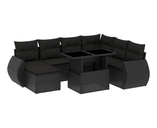 vidaXL 8-cz. zestaw wypoczynkowy do ogrodu, z poduszkami, czarny Dārza mēbeļu komplekti