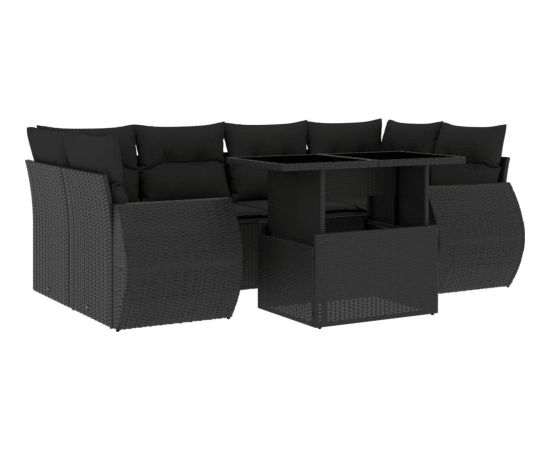 vidaXL 7-cz. zestaw wypoczynkowy do ogrodu, z poduszkami, czarny Dārza mēbeļu komplekti