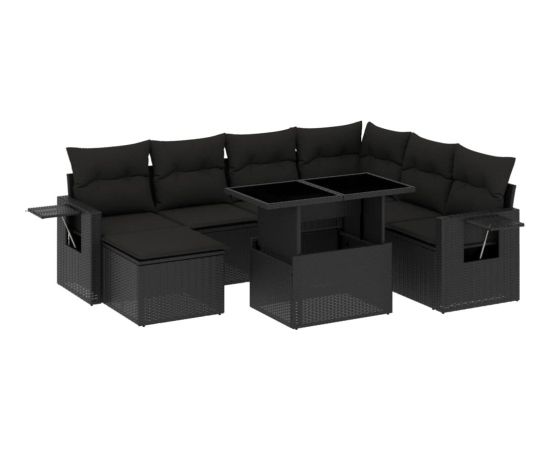vidaXL 9-cz. zestaw wypoczynkowy do ogrodu, z poduszkami, czarny Dārza mēbeļu komplekti