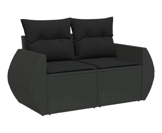 vidaXL 6-cz. zestaw mebli ogrodowych z poduszkami, czarny polirattan Dārza mēbeļu komplekti