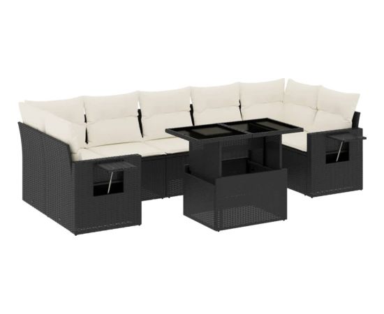 vidaXL 8-cz. zestaw wypoczynkowy do ogrodu, z poduszkami, czarny Dārza mēbeļu komplekti