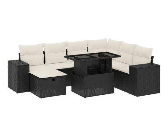 vidaXL 8-cz. zestaw wypoczynkowy do ogrodu, z poduszkami, czarny Dārza mēbeļu komplekti