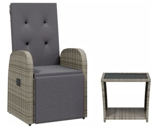 vidaXL 2-cz. zestaw mebli ogrodowych z poduszkami, szary, polirattan Dārza mēbeļu komplekti