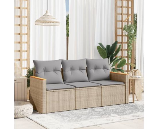 vidaXL 3-cz. zestaw mebli ogrodowych z poduszkami, mieszany beż Dārza mēbeļu komplekti