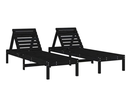vidaXL Leżaki, 2 szt., czarne, 199,5x60x74 cm, drewno sosnowe Шезлонги и пляжные стулья