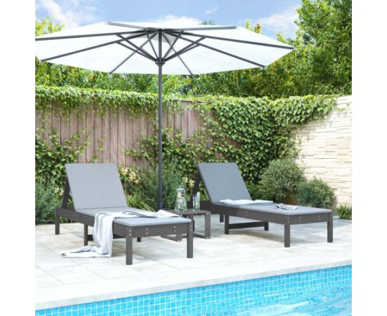 vidaXL Leżaki, 2 szt., szare, 199,5x60x74 cm, drewno sosnowe Шезлонги и пляжные стулья