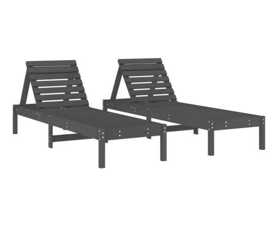 vidaXL Leżaki, 2 szt., szare, 199,5x60x74 cm, drewno sosnowe Шезлонги и пляжные стулья