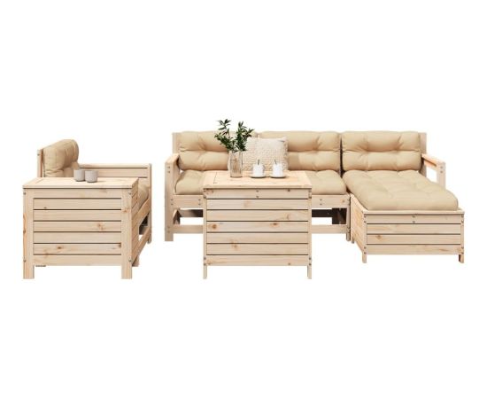 vidaXL 7-cz. zestaw wypoczynkowy do ogrodu, lite drewno sosnowe Dārza mēbeļu komplekti