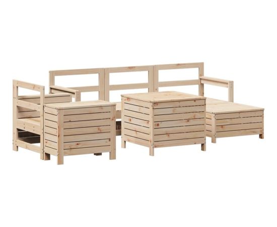 vidaXL 7-cz. zestaw wypoczynkowy do ogrodu, lite drewno sosnowe Dārza mēbeļu komplekti