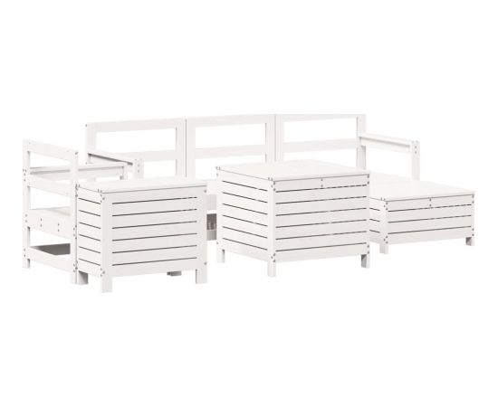 vidaXL 7-cz. zestaw wypoczynkowy do ogrodu, biały, lite drewno sosnowe Dārza mēbeļu komplekti