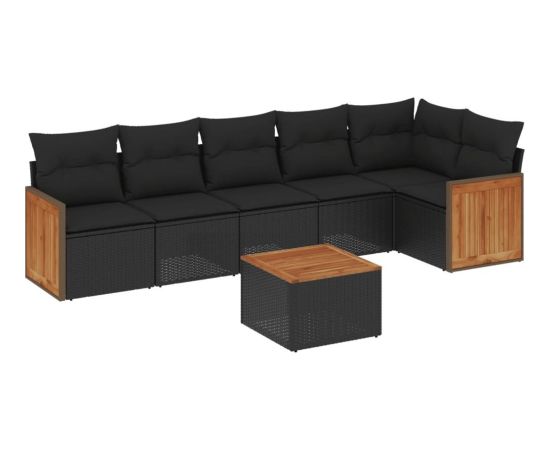 vidaXL 7-cz. zestaw wypoczynkowy do ogrodu, z poduszkami, czarny Dārza mēbeļu komplekti