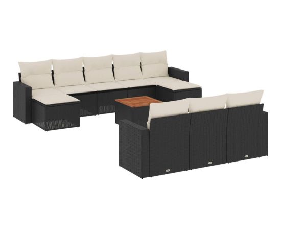 vidaXL 11-cz. zestaw wypoczynkowy do ogrodu, poduszki czarny rattan PE Dārza mēbeļu komplekti