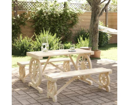 vidaXL 3-częściowy zestaw mebli ogrodowych, lite drewno jodłowe Dārza mēbeļu komplekti