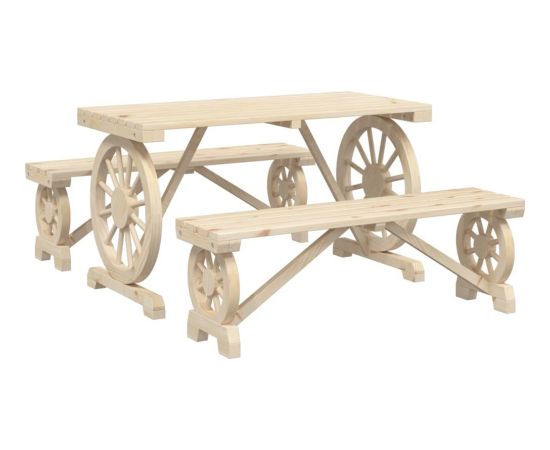 vidaXL 3-częściowy zestaw mebli ogrodowych, lite drewno jodłowe Dārza mēbeļu komplekti