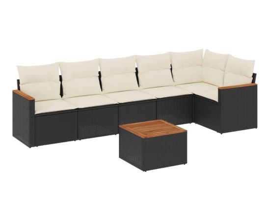 vidaXL 7-cz. zestaw wypoczynkowy do ogrodu, z poduszkami, czarny Dārza mēbeļu komplekti