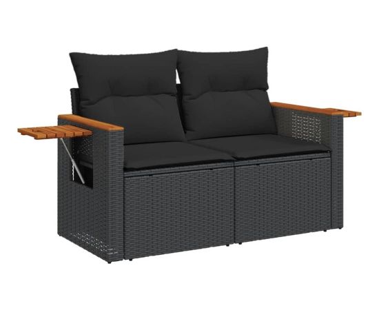 vidaXL 7-cz. zestaw wypoczynkowy do ogrodu, z poduszkami, czarny Dārza mēbeļu komplekti