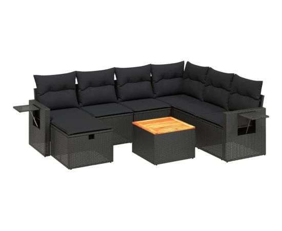 vidaXL 8-cz. zestaw wypoczynkowy do ogrodu, z poduszkami, czarny Dārza mēbeļu komplekti